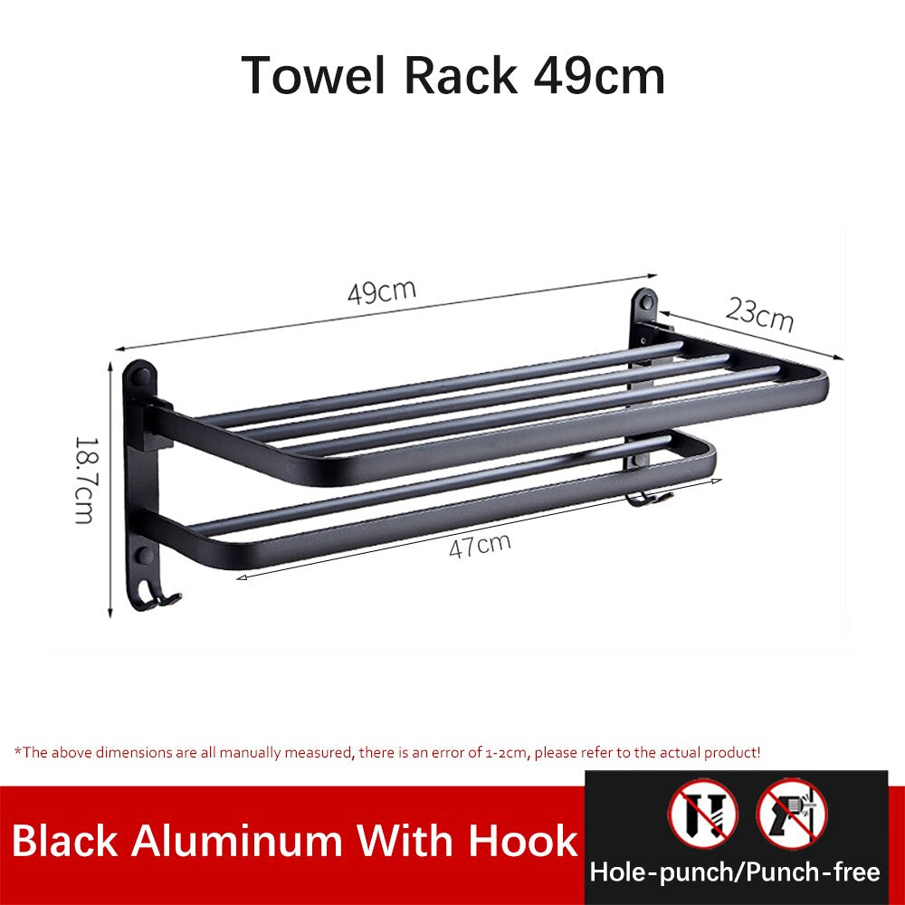 Maliben | Easy Organizer Bathroom Aluminum Foldable Towel Rack