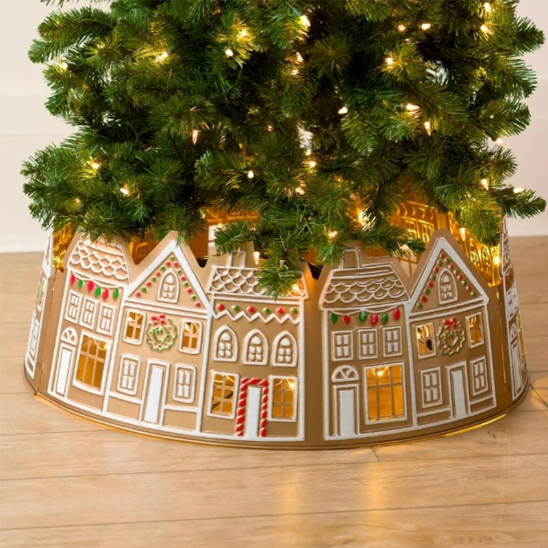 Maliben | LED Gingerbread House Christmas Tree Collar Tree Skirt