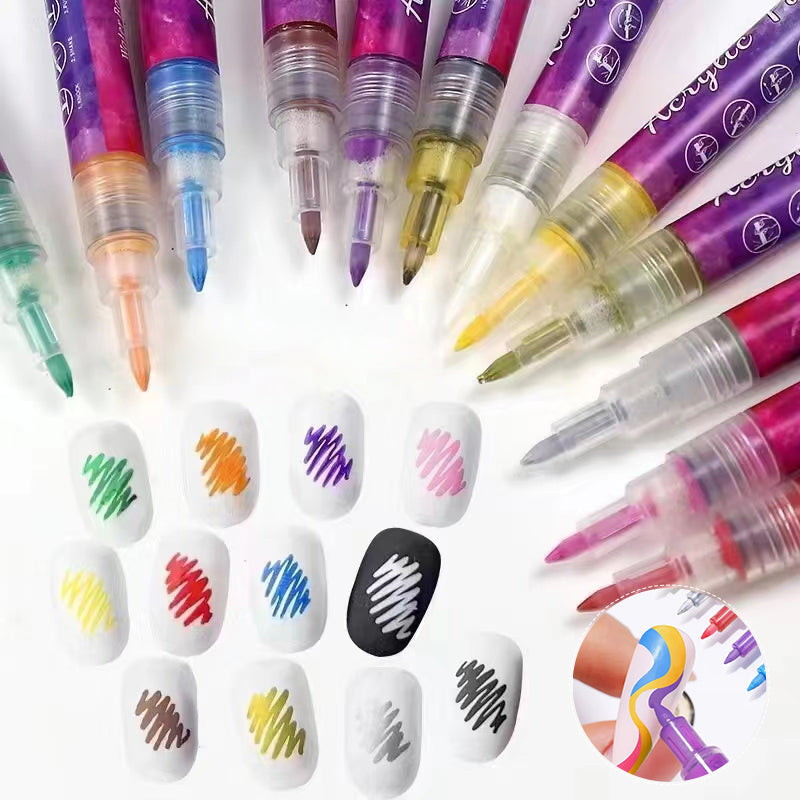 Maliben | 12-Color Ultra-Thin Curved Nail Pencil