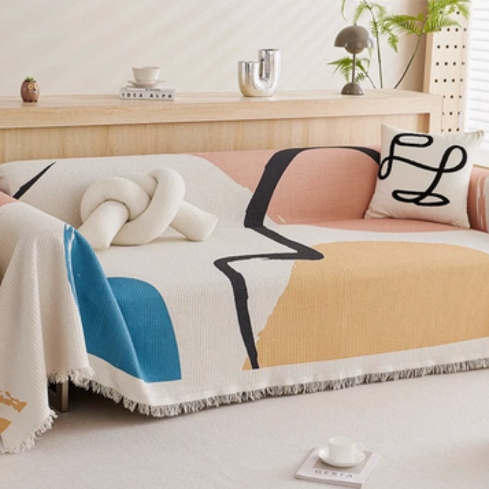 Maliben | Lumiere Abstract Tasseled Sofa Cover