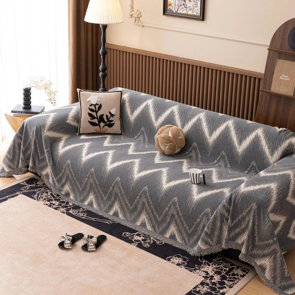 Maliben | Ochre Streak Textured Sofa Cover