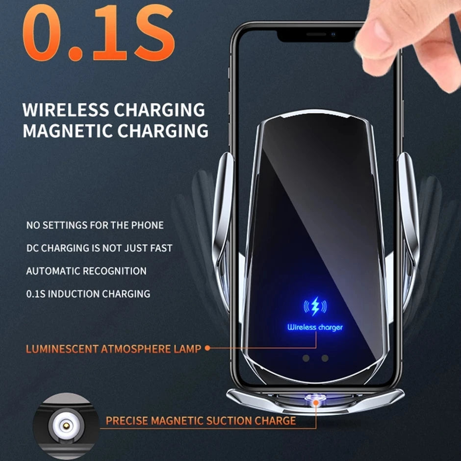 Maliben | 2-In-1 Wireless Car Charger & Phone Holder Automatic Clamping - Fast Charging Secure Universal Compatibility Adjustable & Practical