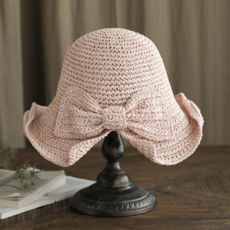 Maliben | Retro Folding Straw Hat With Bow