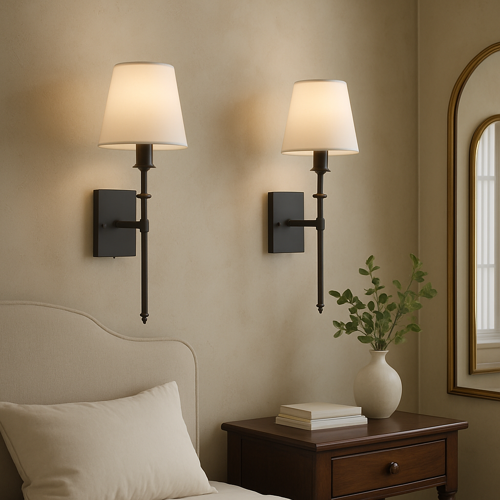 MAliben | (2 Pieces) Wired Wall Lamp – Stylish Lamp Set FOr Lighting Above a Mirror or Bed