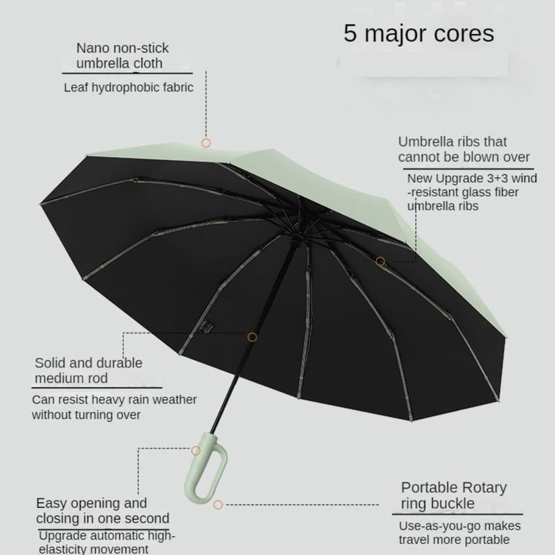 Maliben | Windproof Folding Umbrella With Ring Buckle Handle