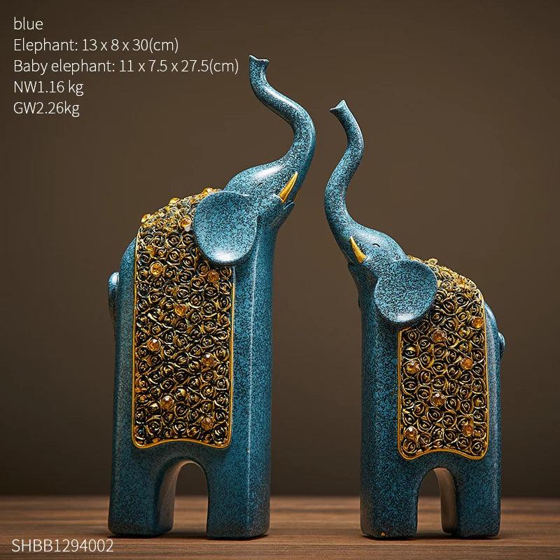 Maliben | Decorative Figures Elephants Set Of 2 | Retro Design | Resin | 13x8x30 Cm