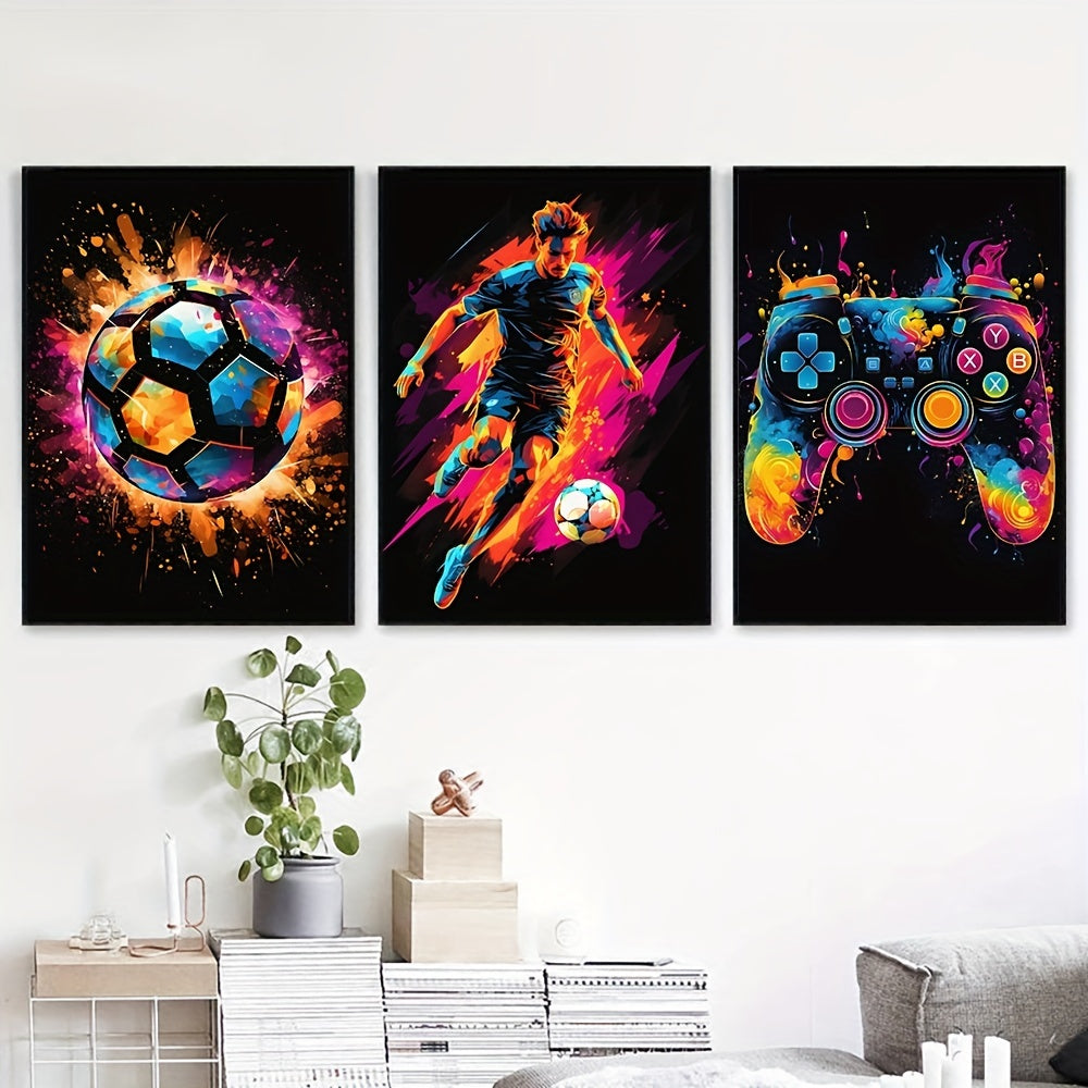 Maliben | Wall Art Set Abstract Gaming Football Prints