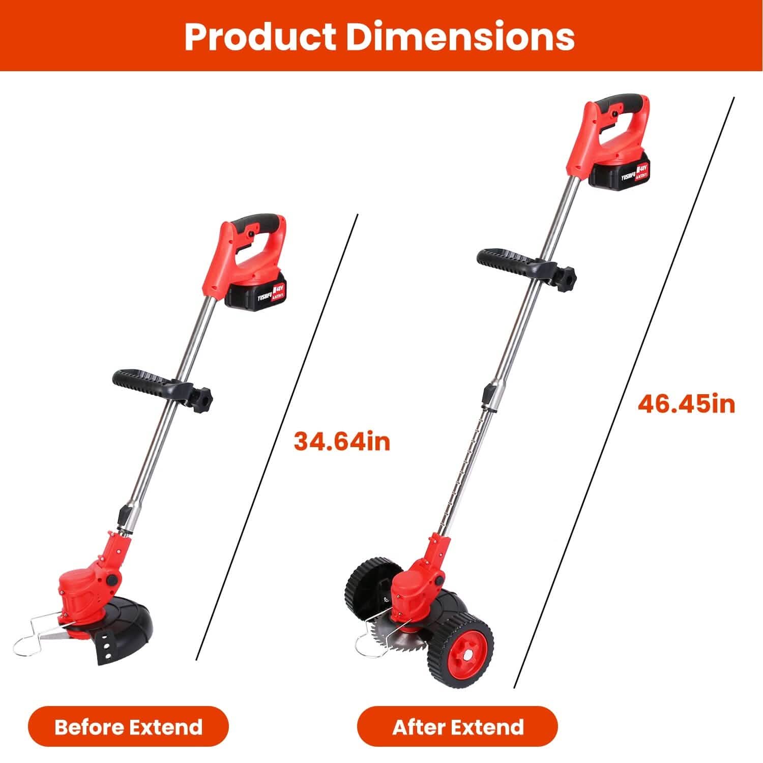 Maliben | 3-In-1 Electric Cordless Lawn Mower Battery-Powered Grass Cutter With Wheels Adjustable Head With 2 Pieces 2500mah Batteries