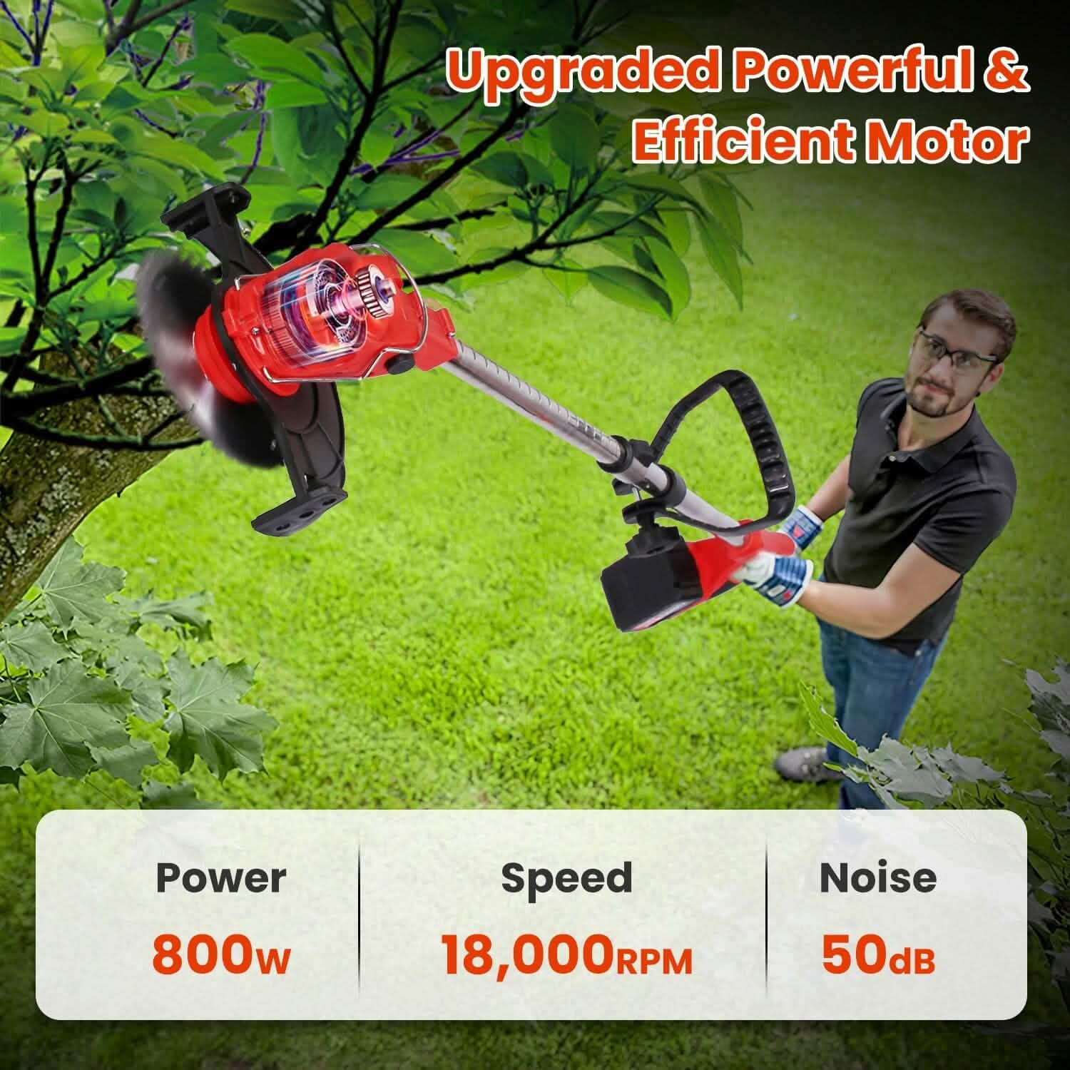 Maliben | 3-In-1 Electric Cordless Lawn Mower Battery-Powered Grass Cutter With Wheels Adjustable Head With 2 Pieces 2500mah Batteries