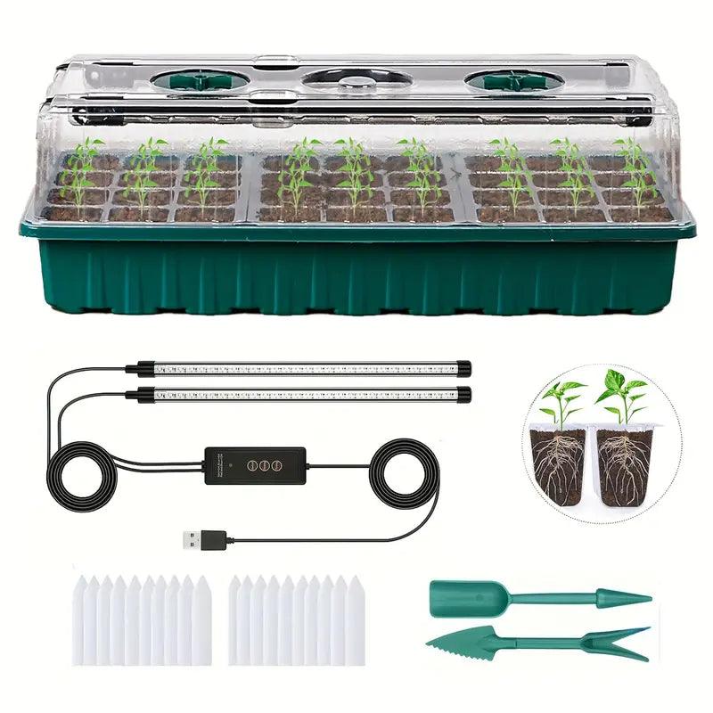 Maliben | Growmida Indoor Growing Set | With Led Plant Light & Adjustable Humidity Cover | 36-Cell Seedling Station | Incl. Accessories