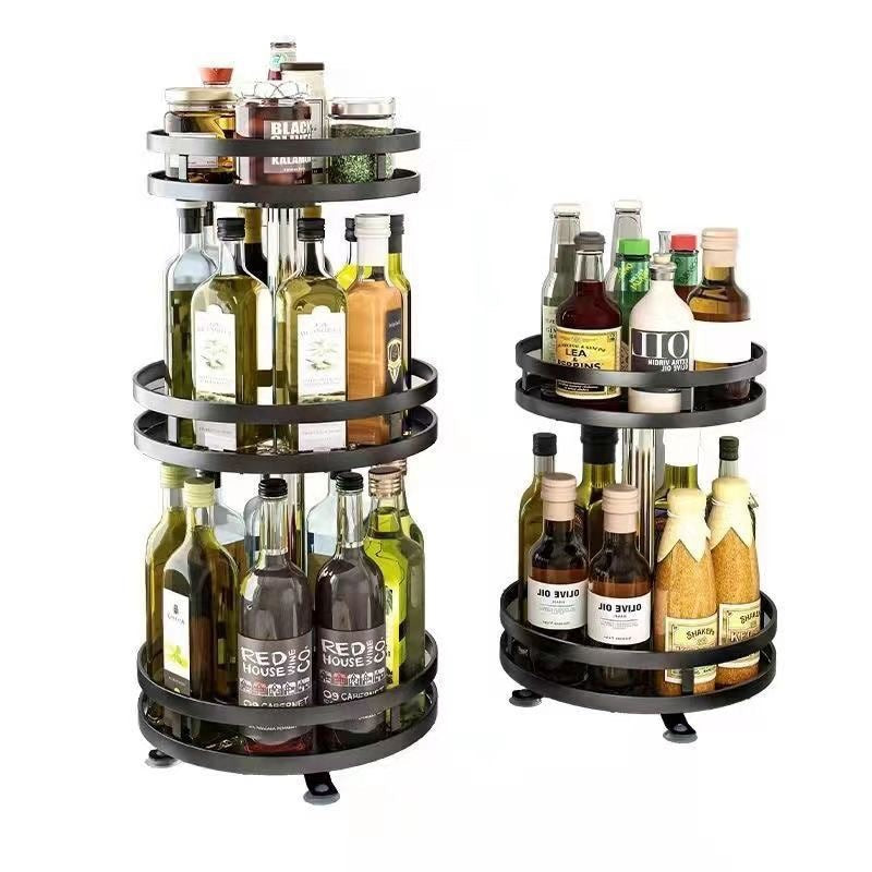 Rotatable 360-Degree Kitchen Storage Rack Seasoning Storage Rack Storage Box Oil Salt Sauce Vinegar Seasoning Jar Rack