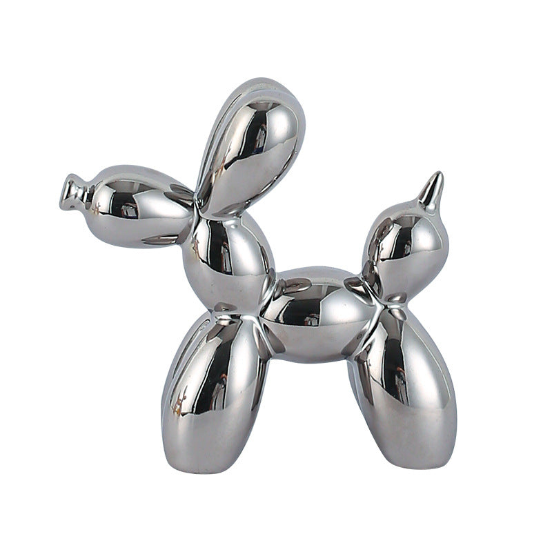 Light Luxury Home Desktop Ornaments Electroplated Blow Dog Ceramic Living Room Entrance Wine Cabinet Cartoon Doll Decorations
