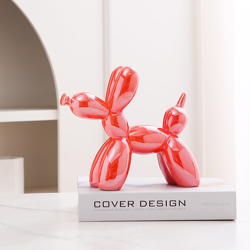 Light Luxury Home Desktop Ornaments Electroplated Blow Dog Ceramic Living Room Entrance Wine Cabinet Cartoon Doll Decorations