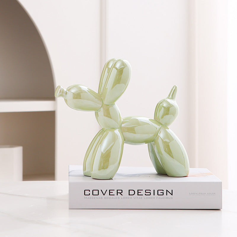 Light Luxury Home Desktop Ornaments Electroplated Blow Dog Ceramic Living Room Entrance Wine Cabinet Cartoon Doll Decorations