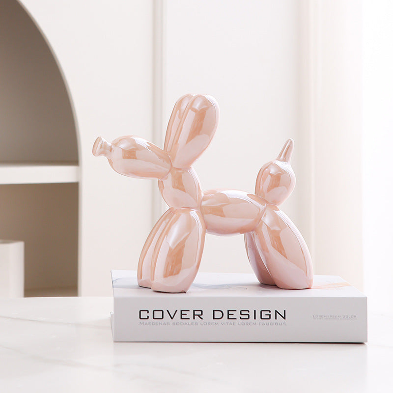 Light Luxury Home Desktop Ornaments Electroplated Blow Dog Ceramic Living Room Entrance Wine Cabinet Cartoon Doll Decorations