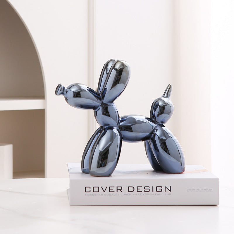 Light Luxury Home Desktop Ornaments Electroplated Blow Dog Ceramic Living Room Entrance Wine Cabinet Cartoon Doll Decorations
