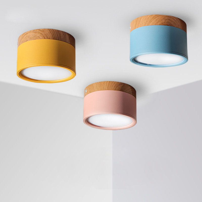 Ming-Mounted DownLight Macaron Led Downlight 12w Wood Grain Three-Color Variable light Porch Corridor Bedroom