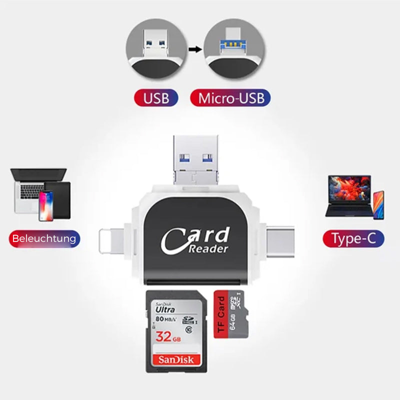 Maliben | 4-In-1 Universal Sd Tf Card Reader With Multiple Connections