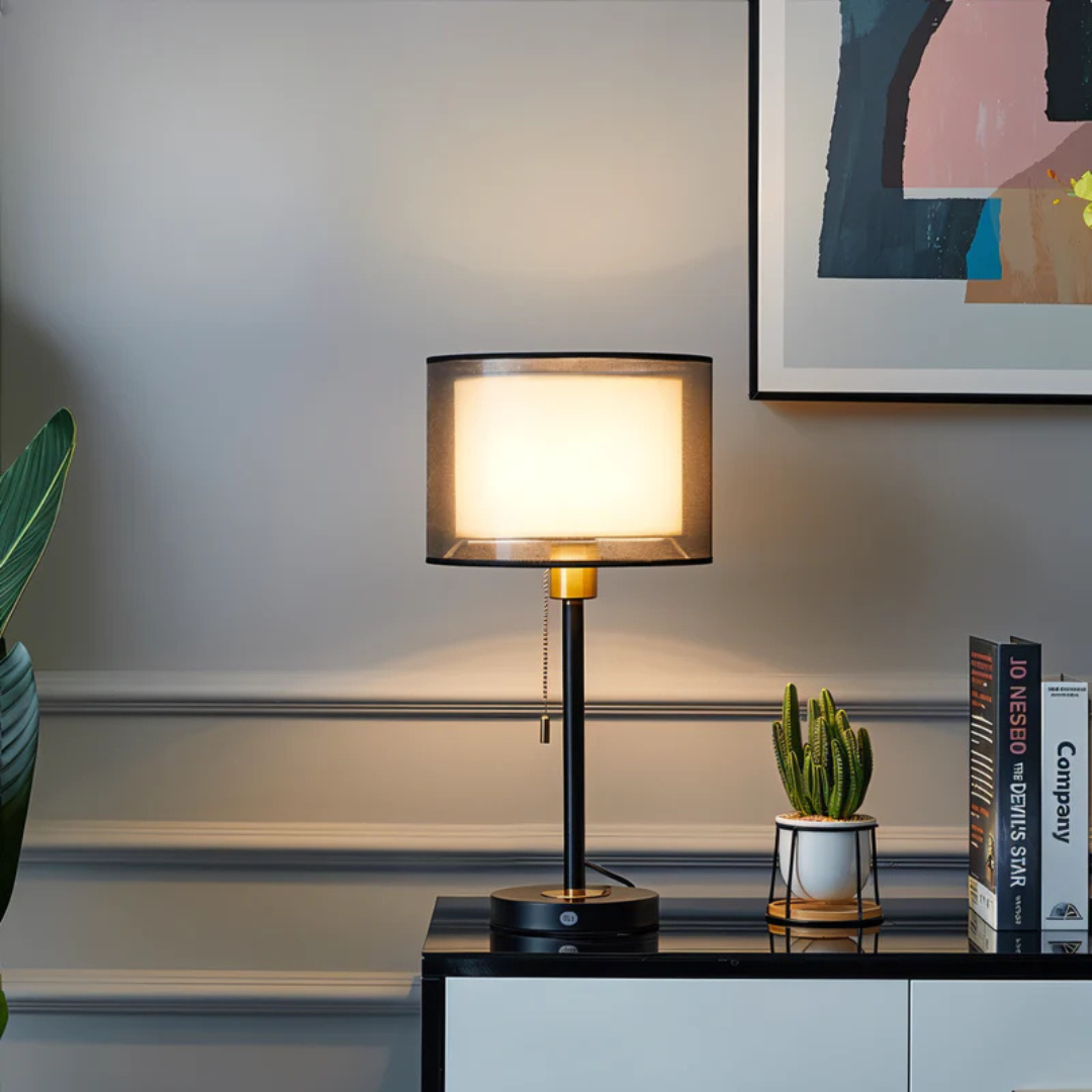 Maliben | Table Lamp With Double Fabric Shade