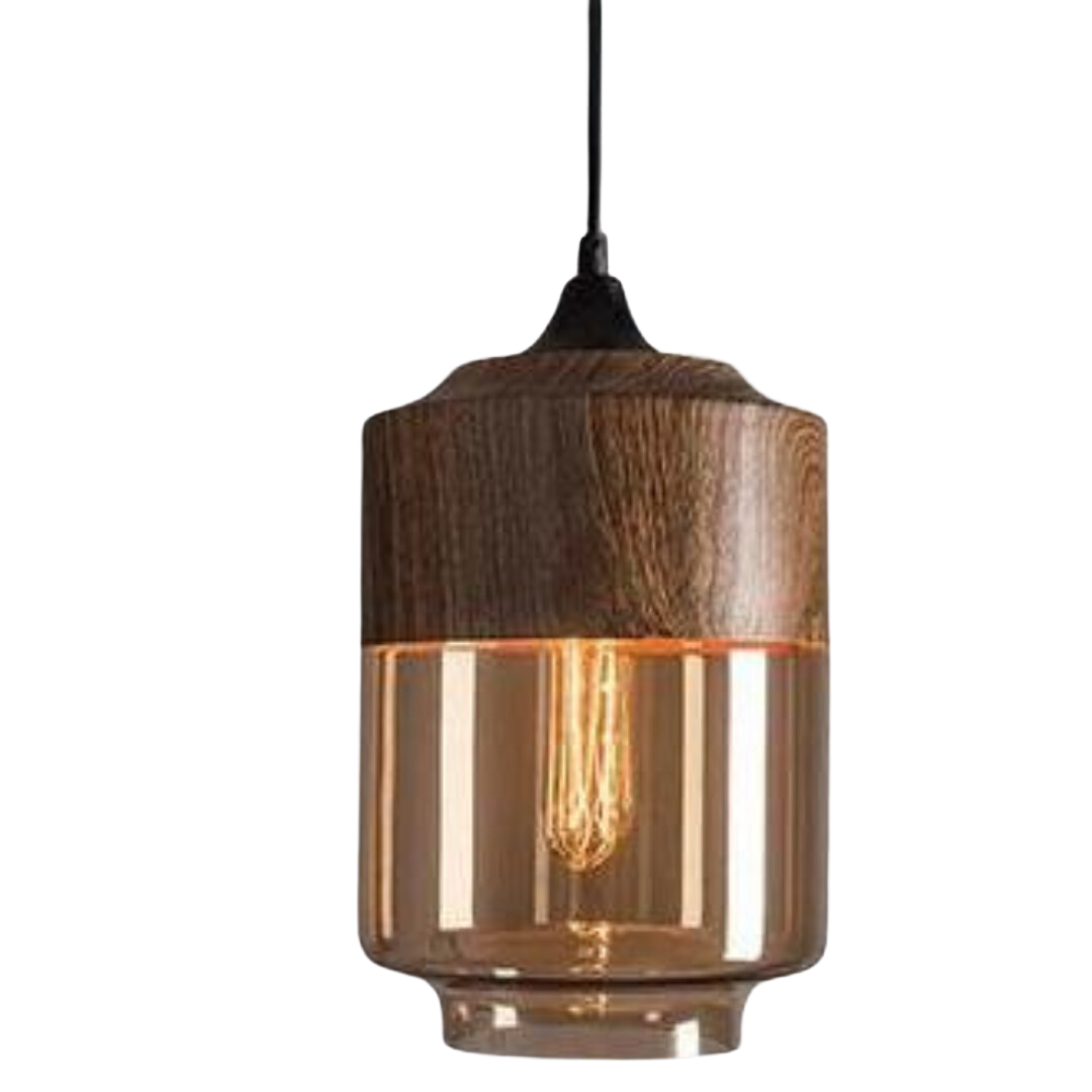 Maliben | ScAndinavian Pendant Lamp Made Of Wood and Tinted Glass