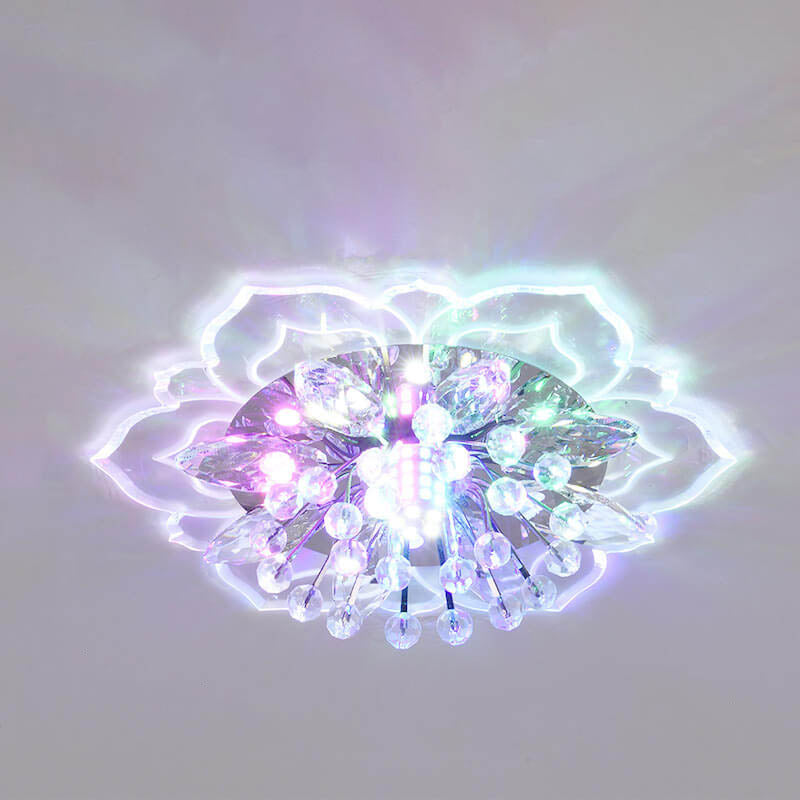 Maliben Glowpetal | Led Crystal Ceiling Light | Flower Shaped, Rgb Color Changing & Energy Efficient