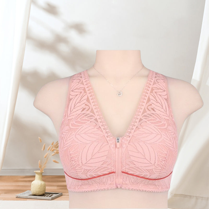Maliben | Solid Color Lace Lingerie With Front Zipper