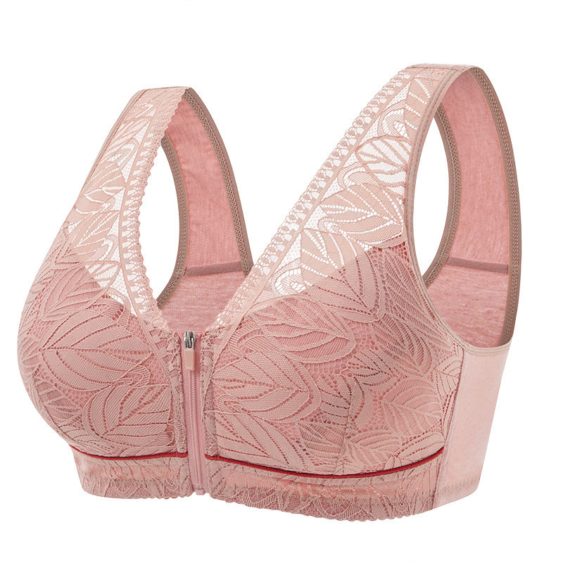 Maliben | Solid Color Lace Lingerie With Front Zipper