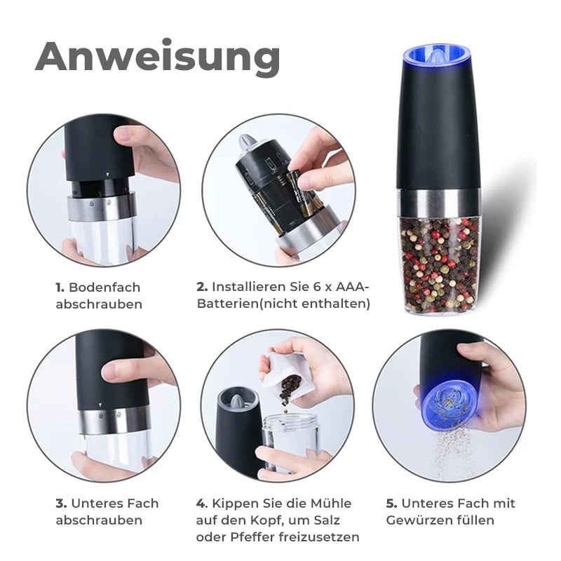 Maliben | Electric Gravity Induction Salt And Pepper Mill
