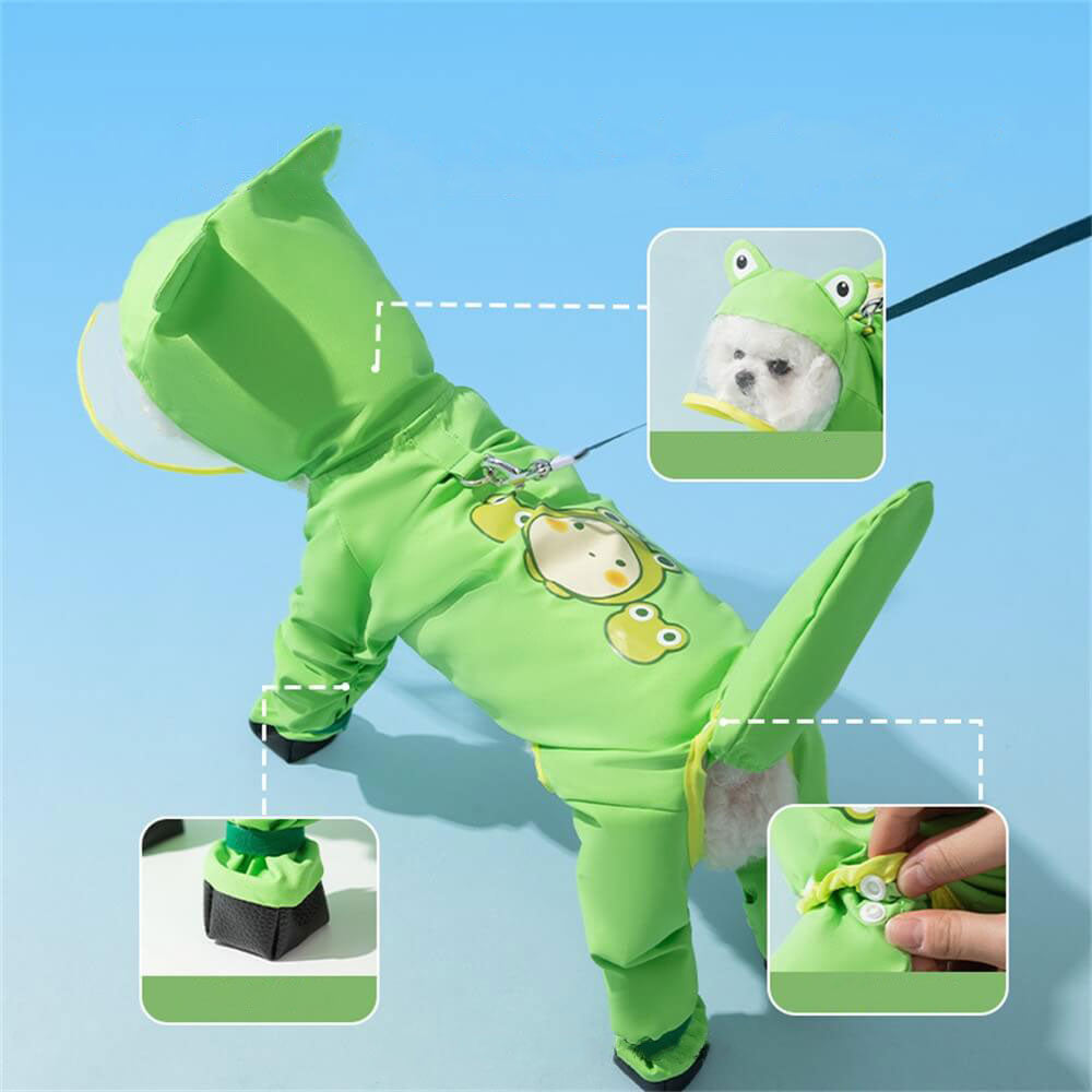 Maliben | Dog Animal Shaped Overall Raincoat Waterproof Cover Including Tail