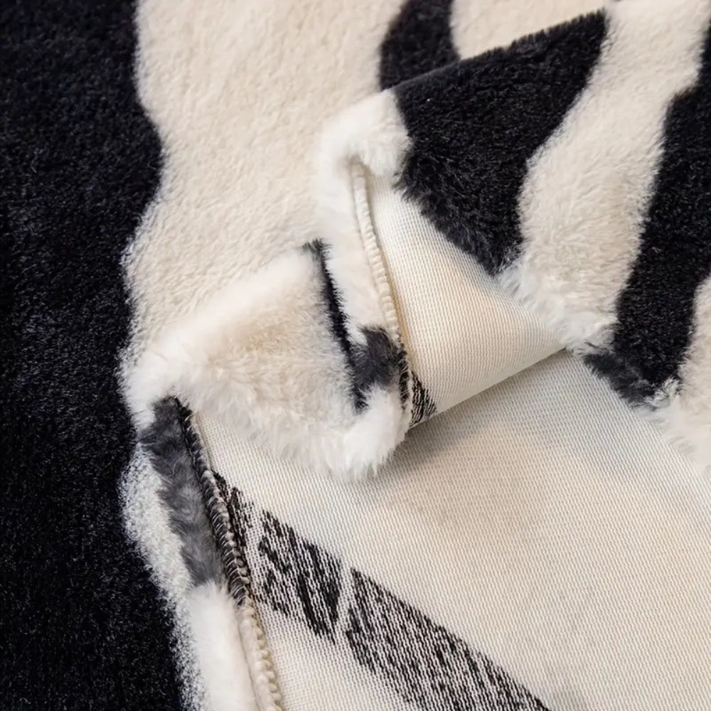 Maliben | Wild Stripes Zebra Fleece Sofa Cover