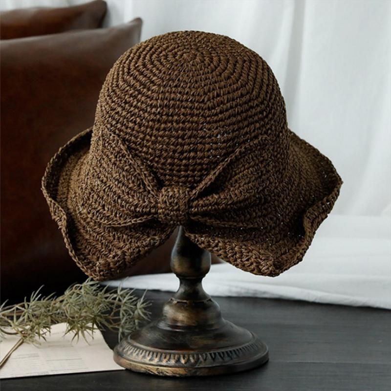 Maliben | Retro Folding Straw Hat With Bow