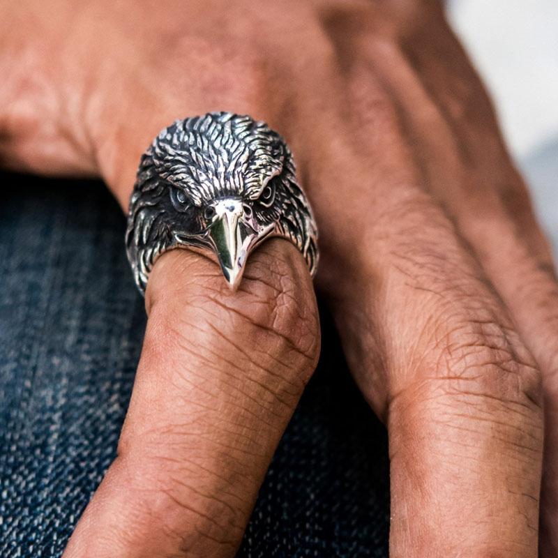 Maliben Men's Eagle Ring — Detailed Statement Biker Ring
