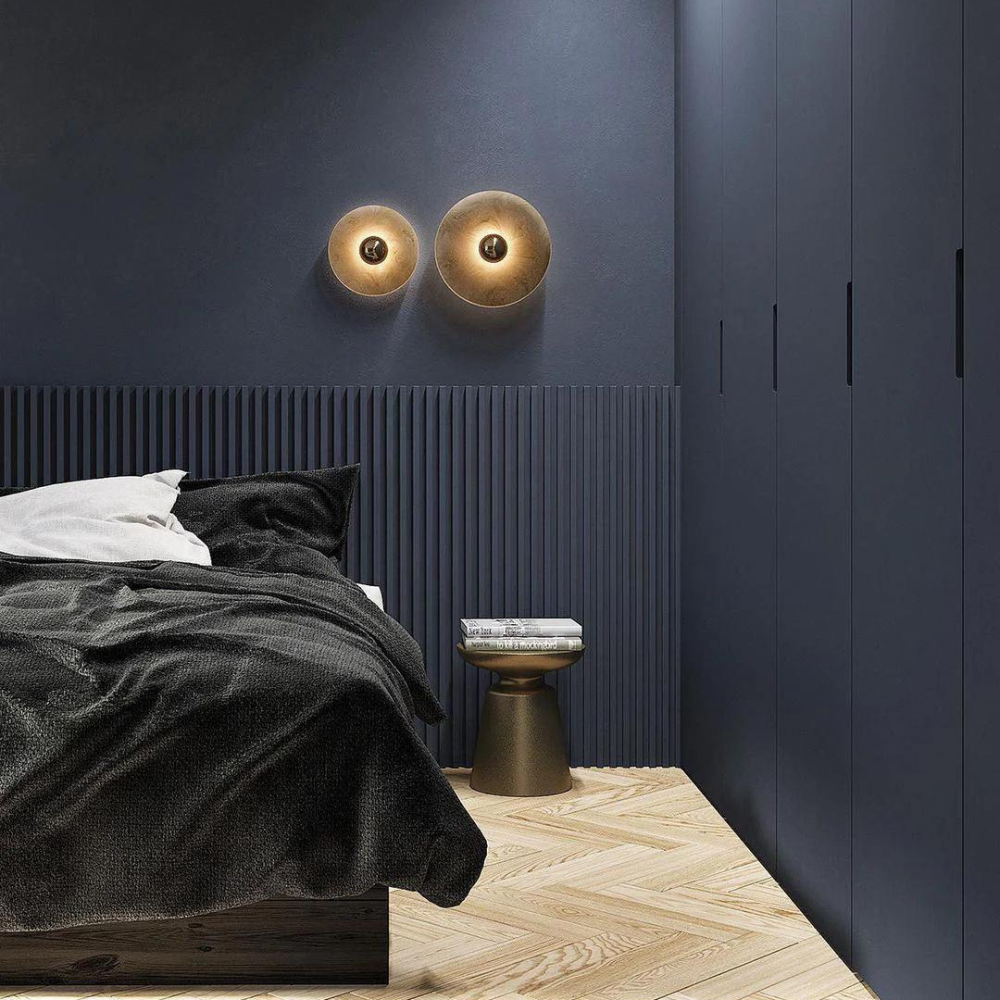 Maliben | Aurora D'or - Round Alabaster/Aluminum Wall Lamp