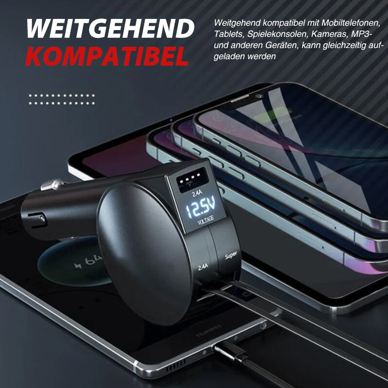 Maliben | 3-In-1 Retractable Quick Charge Car Adapter