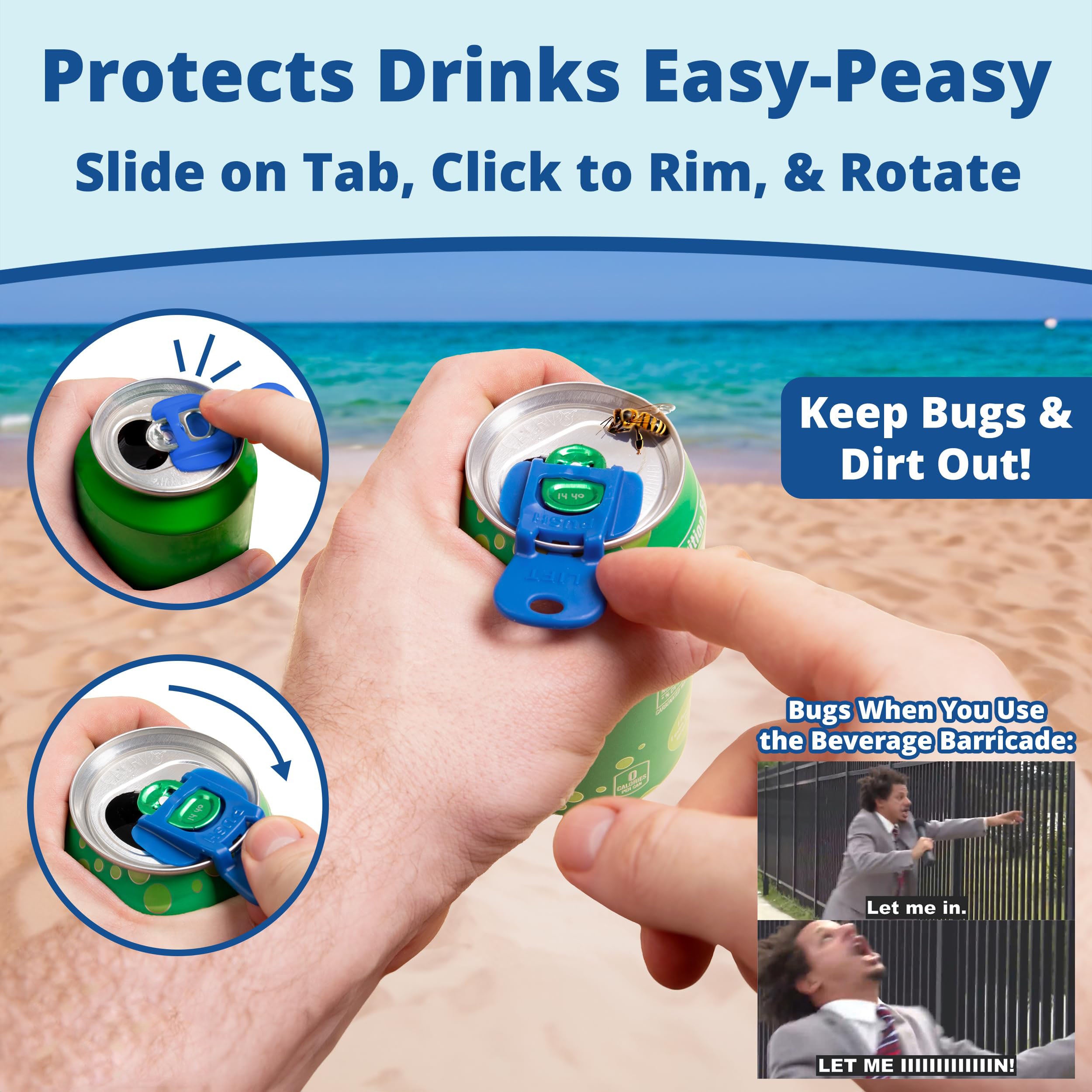 Maliben | Beverage Barricade 2.0 – Snap-On Can Lid With Tab Opener & Spill Guard