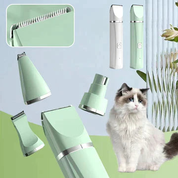 Maliben | Tierpflegegerät Groomilo 4-In-1 | Quiet & Rechargeable | For Fur & Nails | White-Green