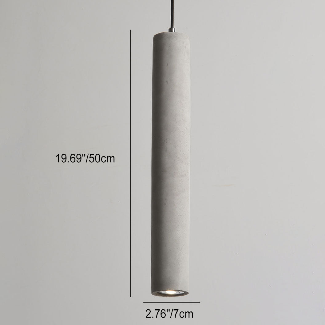 Maliben | Stonecast Industrial Cylinder Pendant Light Made Of Concrete | 1 Light | Smooth Or Rough Surface