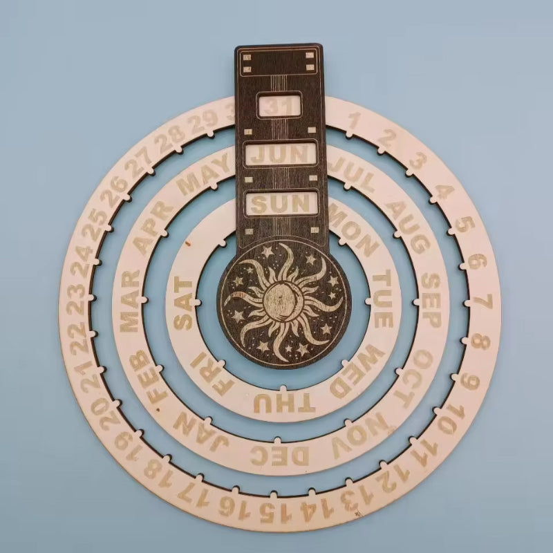 Maliben | Wood Rotating Circular Perpetual Calendar