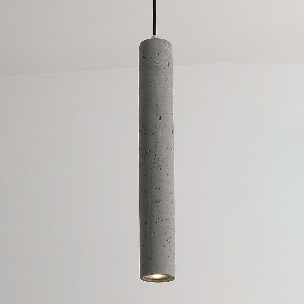 Maliben | Stonecast Industrial Cylinder Pendant Light Made Of Concrete | 1 Light | Smooth Or Rough Surface