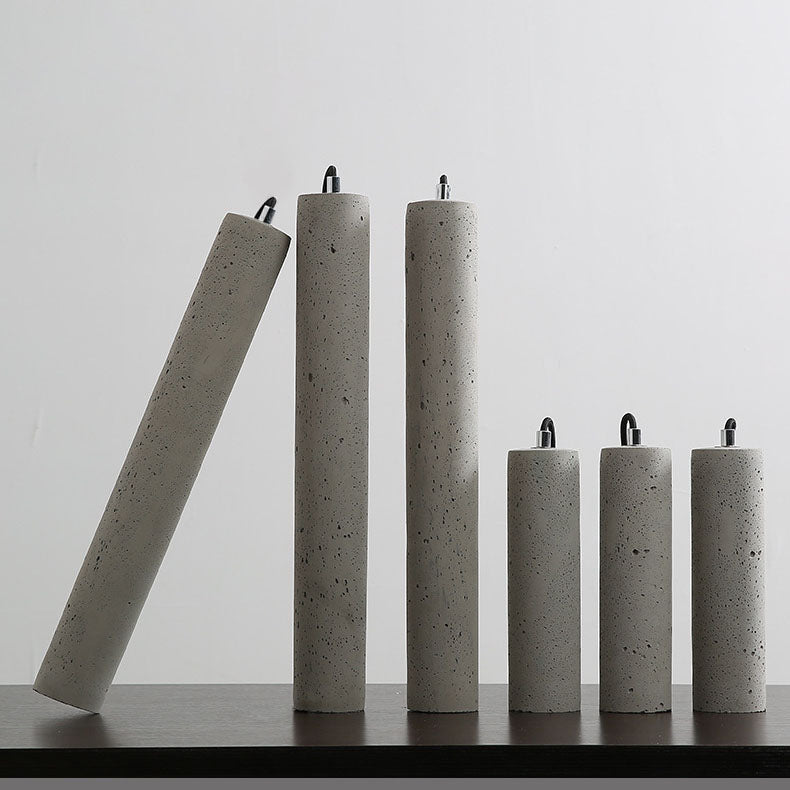 Maliben | Stonecast Industrial Cylinder Pendant Light Made Of Concrete | 1 Light | Smooth Or Rough Surface