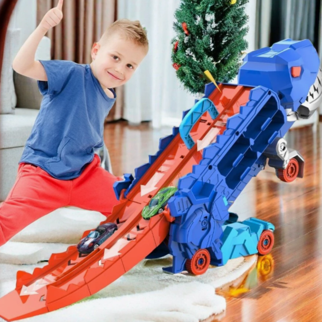 Maliben | Jurassic Transporter | Ultimate Play Experience With Race Cars - Transformable Dinosaur Truck
