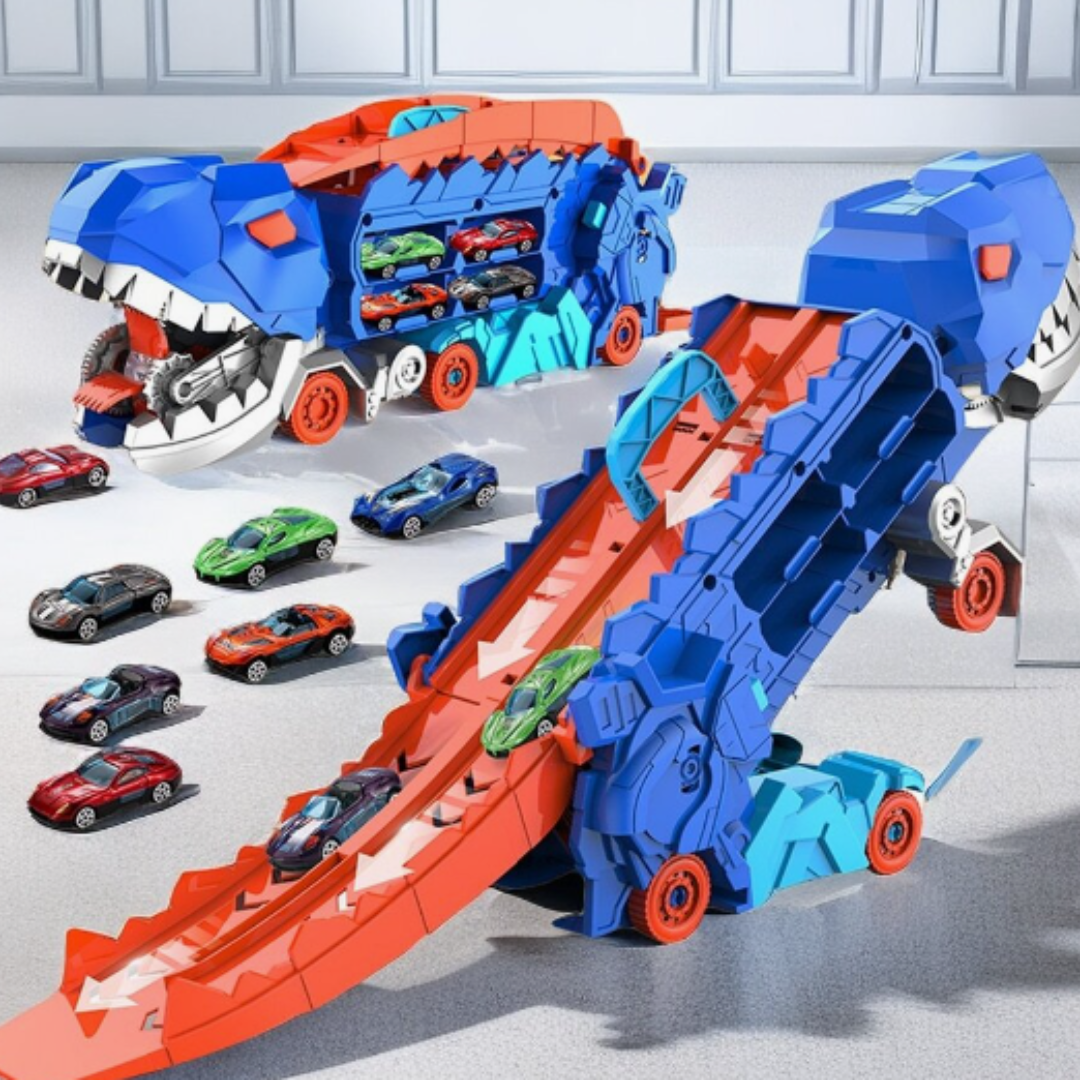 Maliben | Jurassic Transporter | Ultimate Play Experience With Race Cars - Transformable Dinosaur Truck