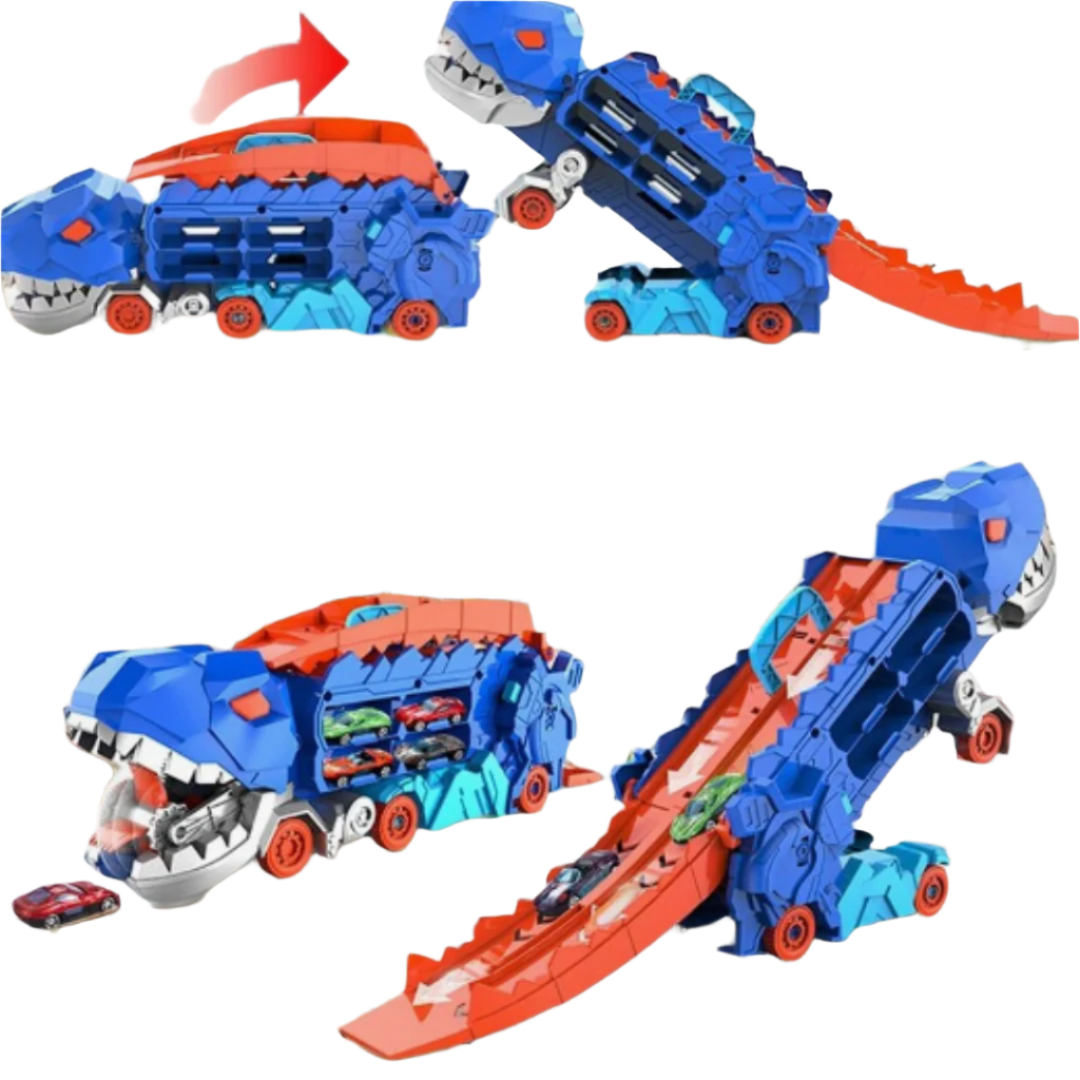Maliben | Jurassic Transporter | Ultimate Play Experience With Race Cars - Transformable Dinosaur Truck