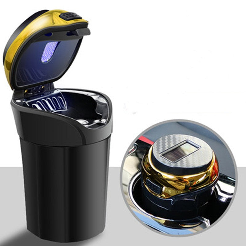 Maliben | Detachable Stainless Steel Car Ashtray With Lid And Led Light, Powered