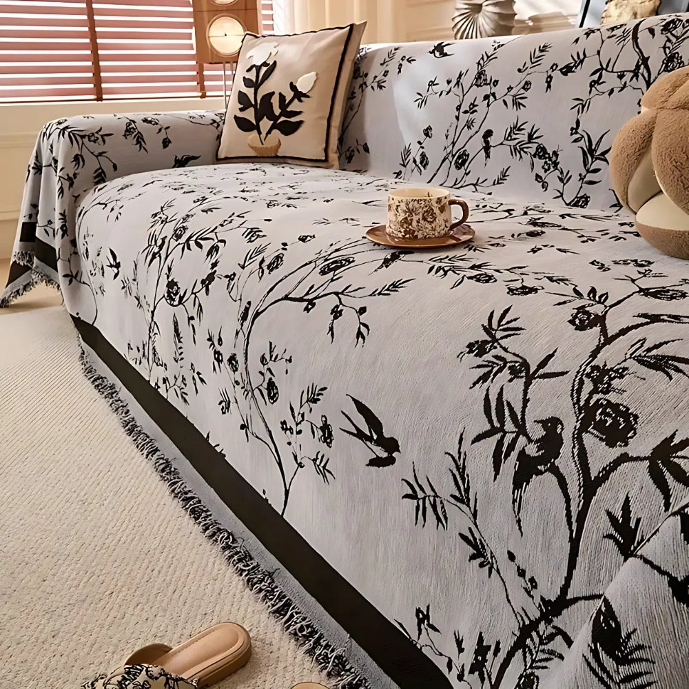 Maliben Ormel Chenille Sofa Cover — Floral, Pet-Friendly