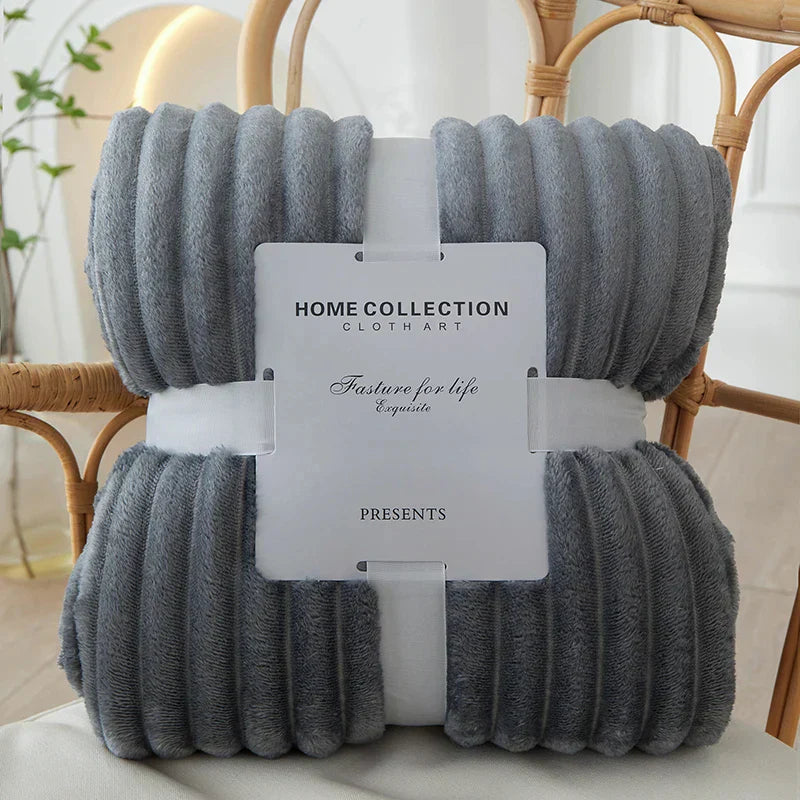 Maliben | Wide Striped Flannel Fleece Blanket - Cozystripe