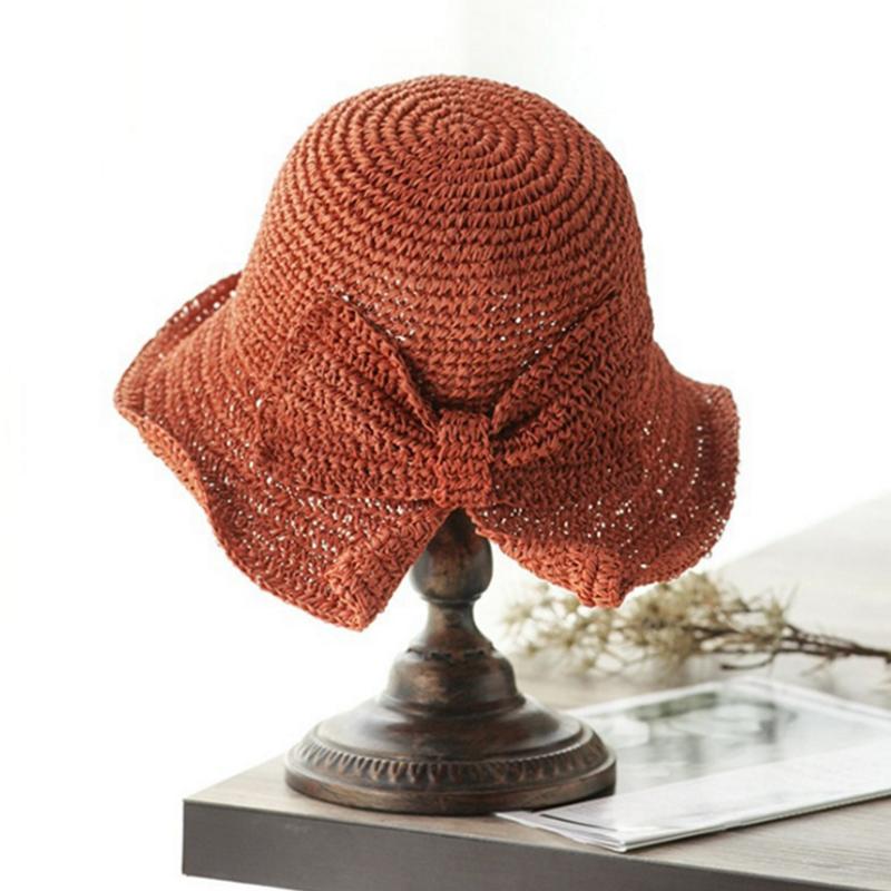 Maliben | Retro Folding Straw Hat With Bow
