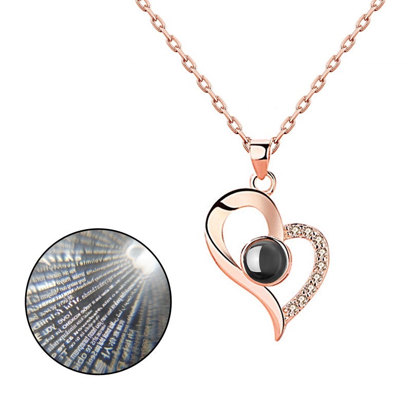 Maliben | Love Projection Heart Necklace (I Love You In 100 Languages)