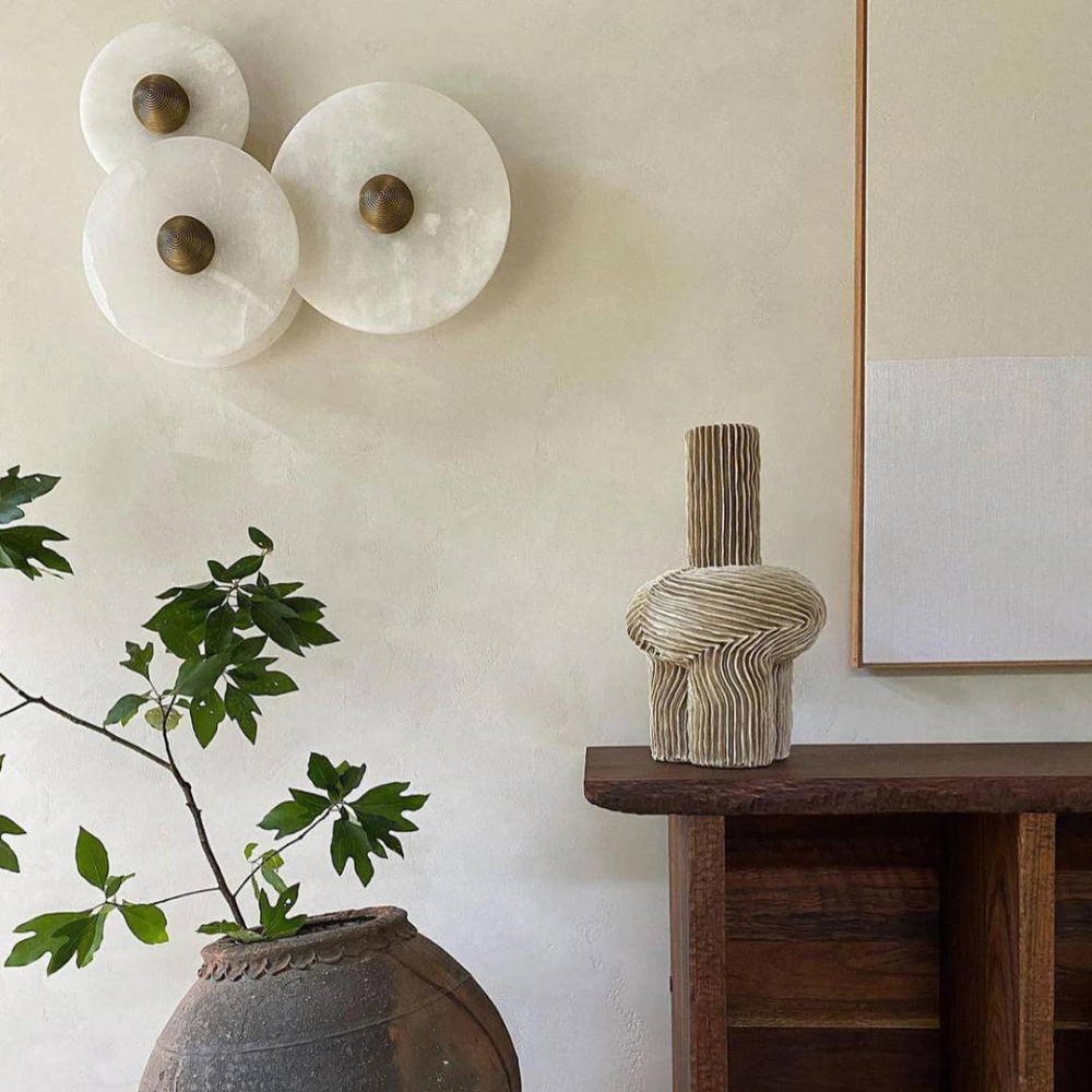 Maliben | Aurora D'or - Round Alabaster/Aluminum Wall Lamp