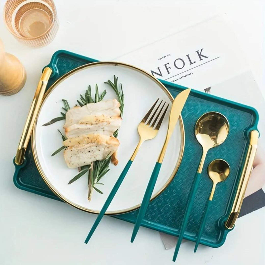 Maliben | Golden Cutlery Set Luxury – 24-Piece For Stylish Dining Experience